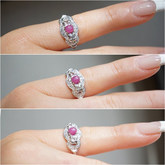 Platinum Ruby Ring / Antique Pre Art Deco Estate … - image 8