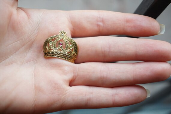 Ruby Diamond Crown Pendant / Vintage New Orleans … - image 7