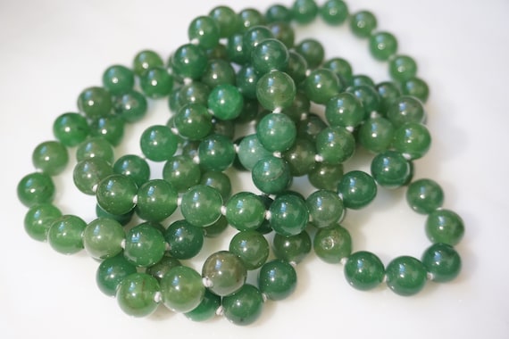 Vintage Jade Beads / Vintage Estate Natural Green… - image 1
