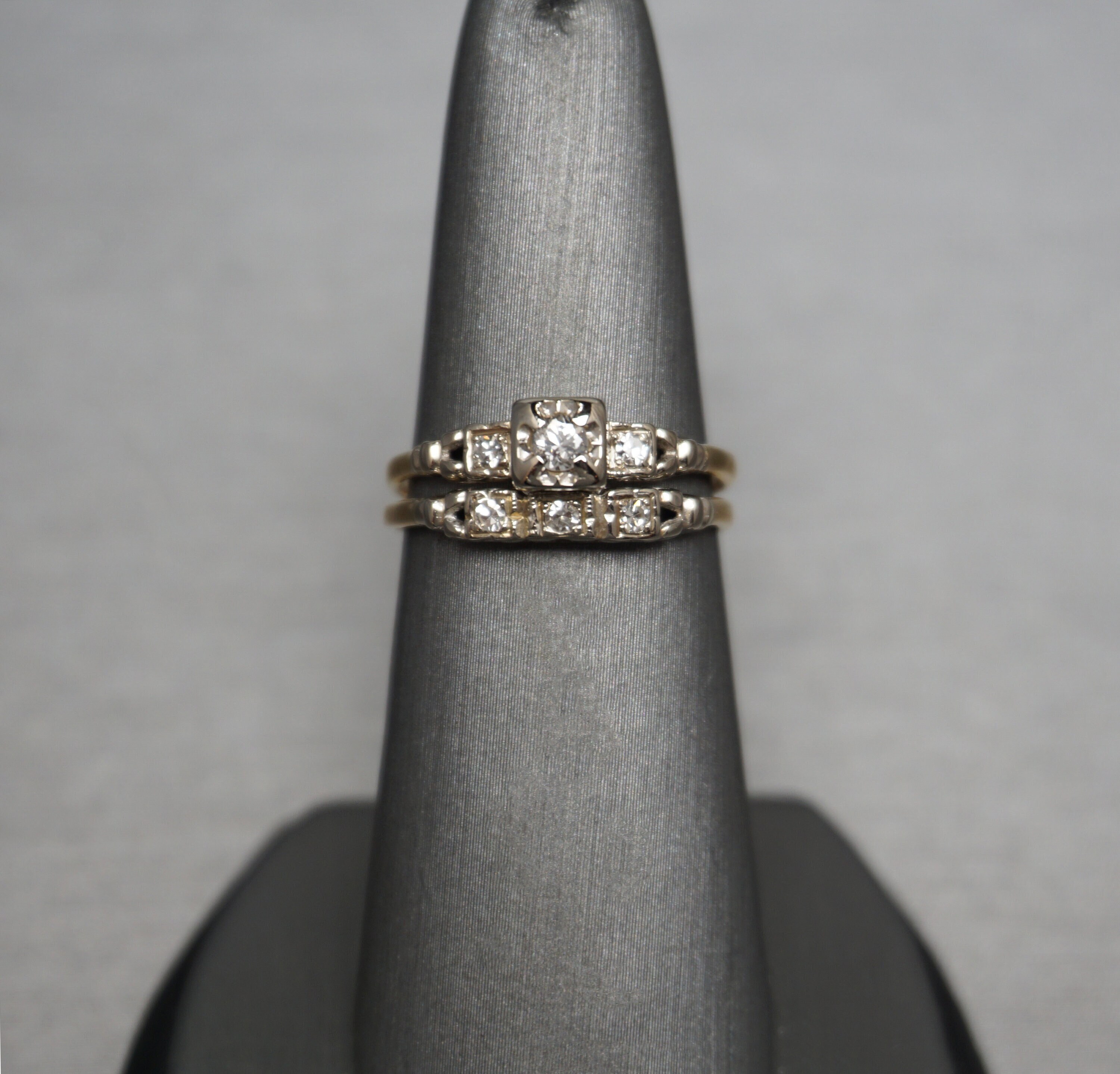 Art Deco Wedding Set / Art Deco Estate C1940 14K Gold 0.22 Art Deco Wedding Set / Art Deco Estate C1940 14K Gold 0.22