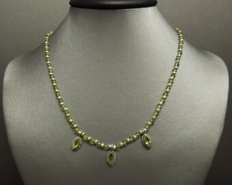 Vintage Estate Ancient Roman Style 21.20TCW Peridot & Sterling Silver Bead Gemstone August Birthstone Necklace 15.5"