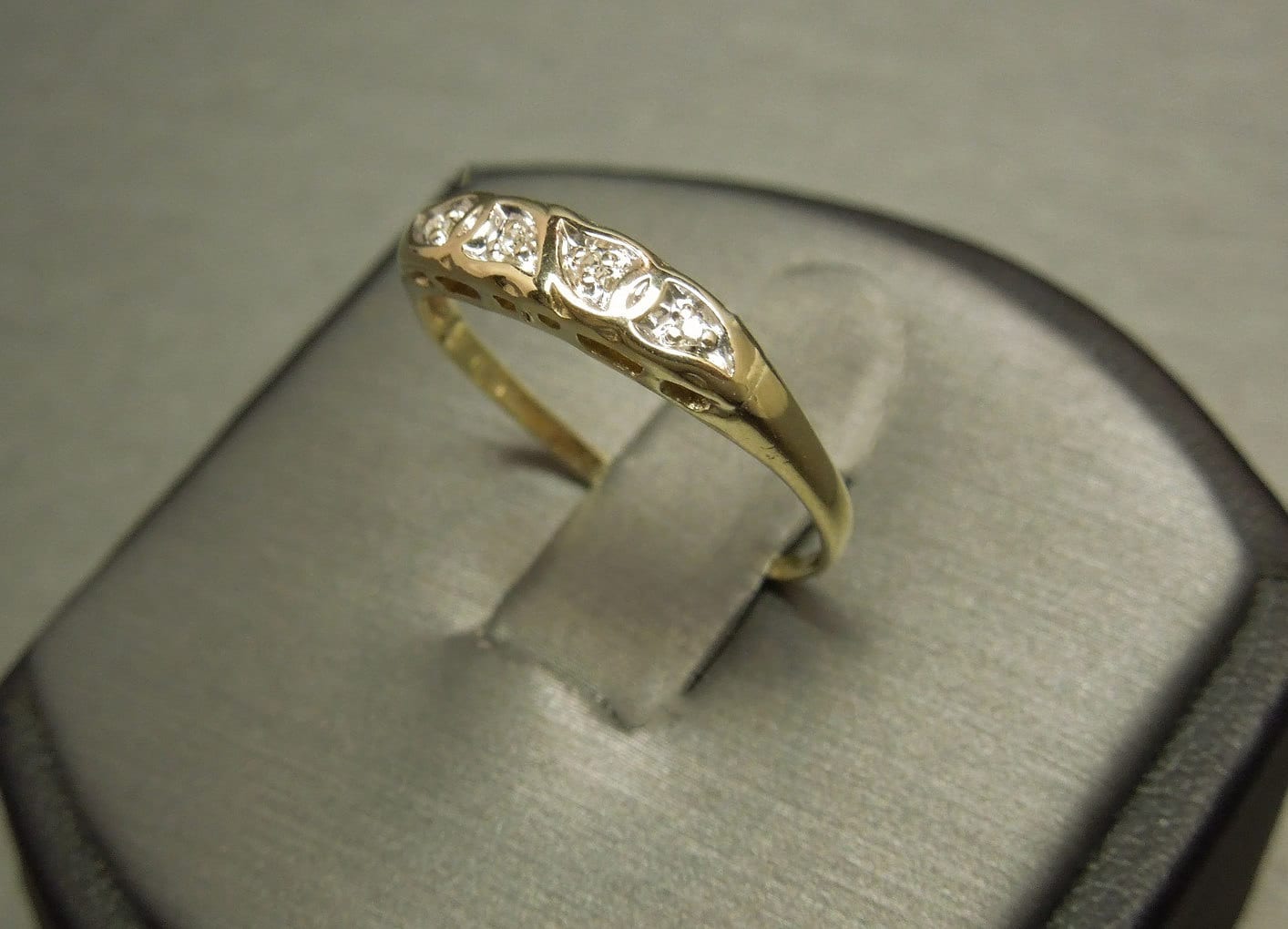 Treated Blue Diamond Vintage-Inspired Milgrain Wedding Band