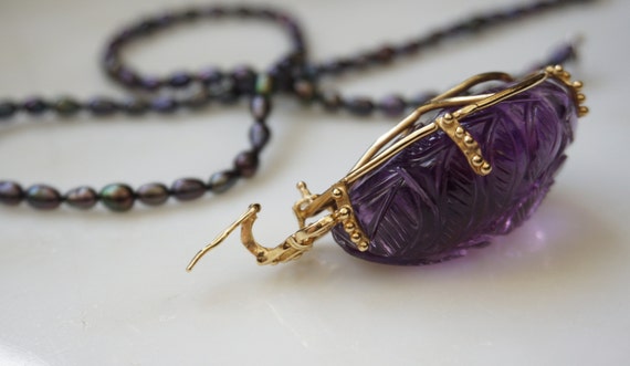 14K Amethyst Carving Attachment / Vintage Estate … - image 3