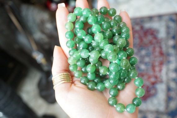 Vintage Jade Beads / Vintage Estate Natural Green… - image 6