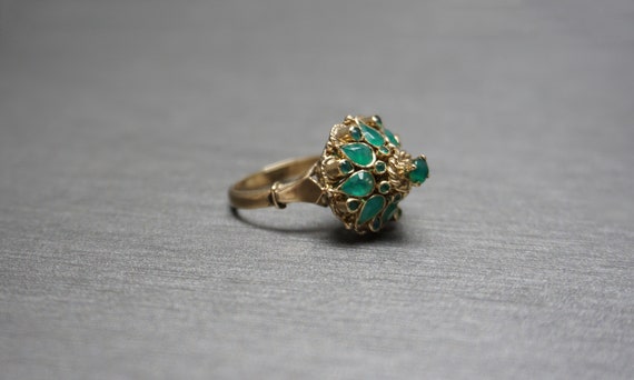 Mid Century Estate C1960 10K Gold Green Crysobery… - image 4