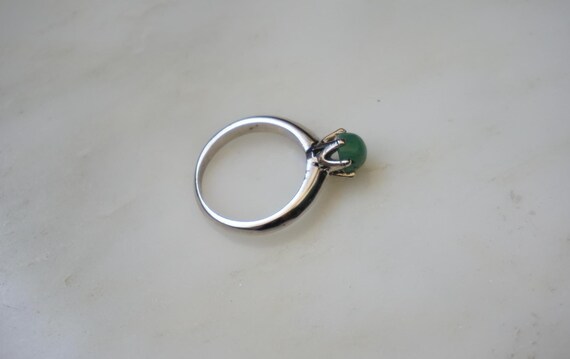 Silver Emerald Solitaire Ring / Vintage Estate St… - image 6