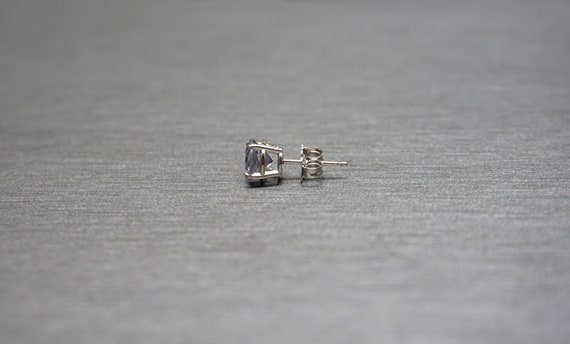 Iolite Stud Earrings / Vintage Estate 14K White G… - image 2