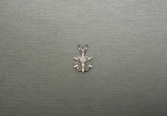 Mid Century Estate C1960 14K White Gold 0.10ct Br… - image 1