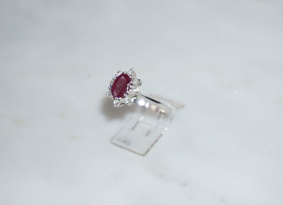 Vintage Ruby Halo Ring / Vintage Estate C1970 14K… - image 5