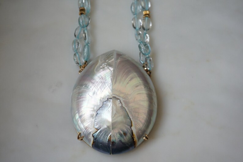Good Shell Amulet Shell Amulet Necklace / Custom Handmade 14K Gold Mother of Pearl Shell ...