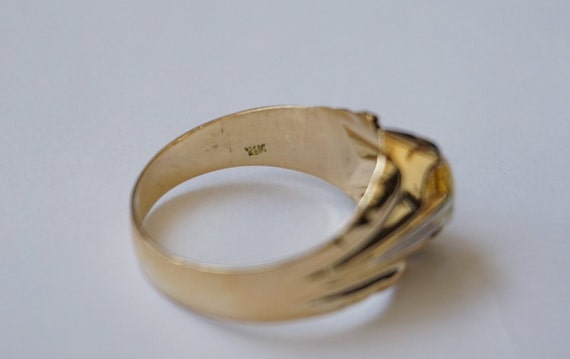 Men's Golden Sapphire Ring / Unisex Victorian Est… - image 6