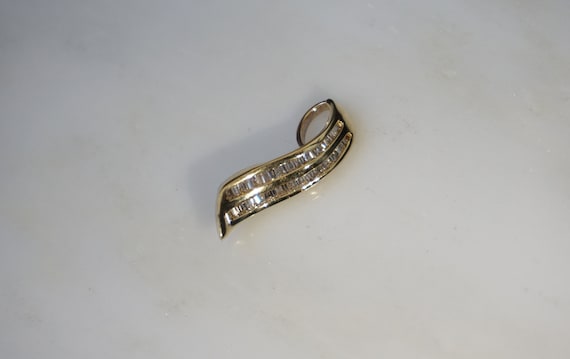 14K Gold Baguette Omega Slide / Vintage Estate 14… - image 2