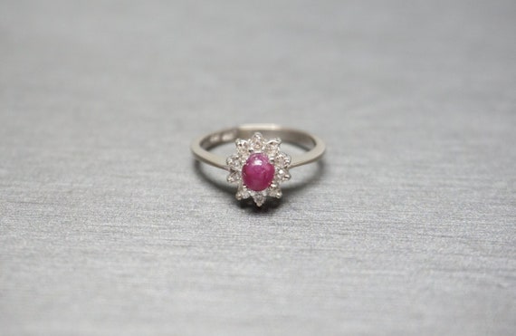 Vintage Estate 14K White Gold 1.23TCW Oval Ruby S… - image 1