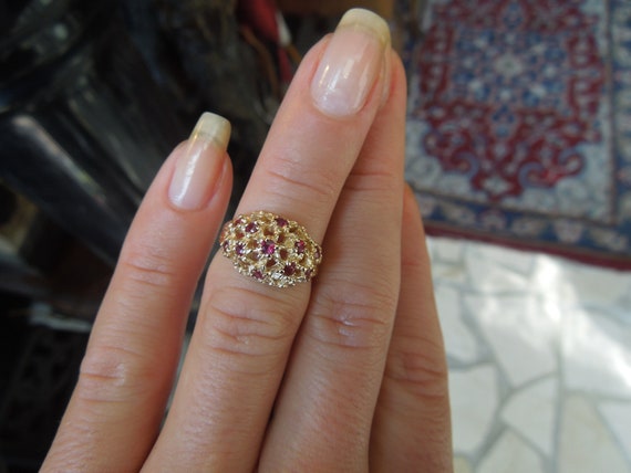 Mid Century Estate C1960 14K Gold Floral 0.55TCW … - image 3