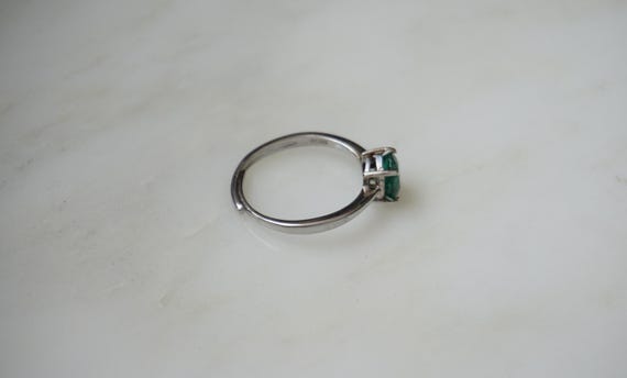 Silver Emerald Solitaire Ring / Estate Sterling S… - image 10