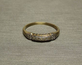Antique Estate C1930 14K Gold 0.12TCW Old Rose cut Diamond Wedding Band / Promise Ring Sz 6