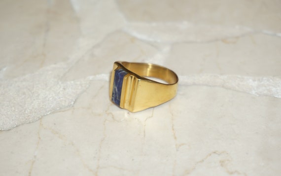 Men's Lapis Ring / Vintage Estate C1970 Mid Centu… - image 2