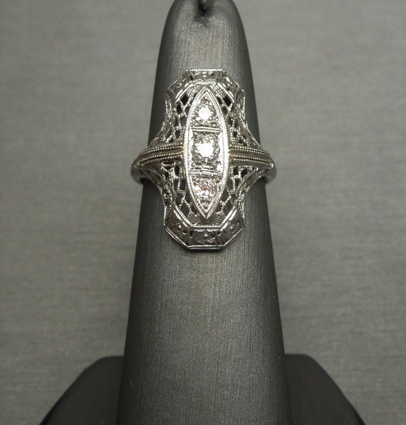 European Diamond Dinner Ring / Antique Estate C19… - image 6