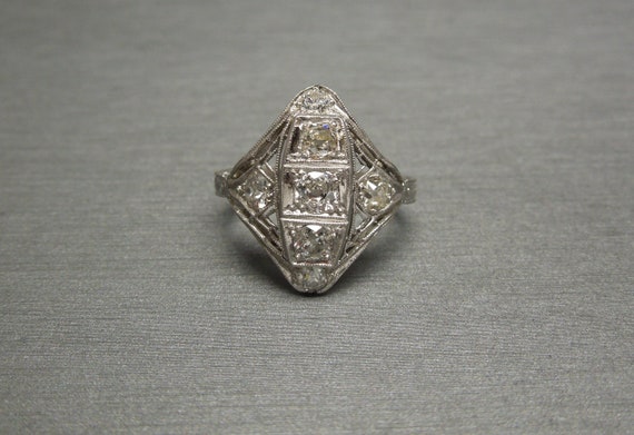 Edwardian Estate C1910 Platinum Filigree 0.80TCW … - image 3