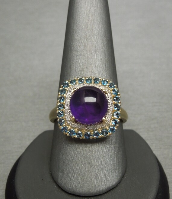 Amethyst Sphere Halo Ring / Vintage Estate 14K Go… - image 8