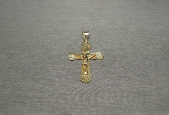 Unisex 14K Gold Detailed Mid Century Style Crucif… - image 1