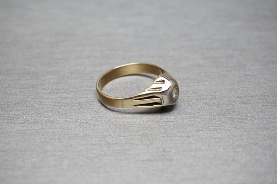 Men's Art Deco Estate C1920 14K Gold 0.10ct Brilliant