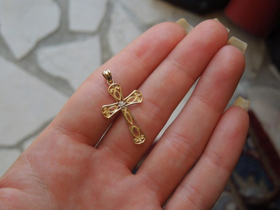 14K Cross Heart Pendant - Adam's Jewelry Center