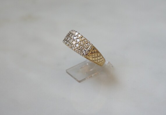 Diamond Dome Ring / Vintage Estate Engraved 14K G… - image 2