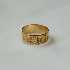 Antique Gold Band / Antique Estate C1880 10K Gold Etruscan Design 7.2mm Wide Eternity Wedding Band / Men&#39;s Gold Wedding Band  Sz 8.5