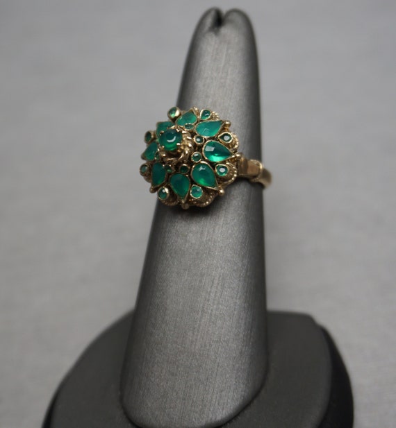 Mid Century Estate C1960 10K Gold Green Crysobery… - image 1