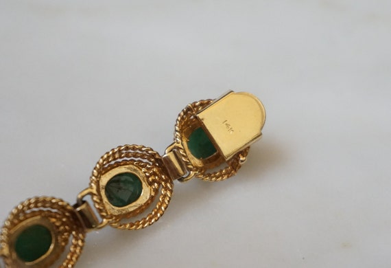 Cabochon Emerald Bracelet / Mid Century Estate C1… - image 10