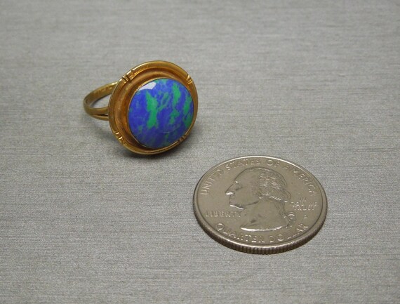 Vintage Estate Azurite Sphere Bezel Solitaire 925… - image 3