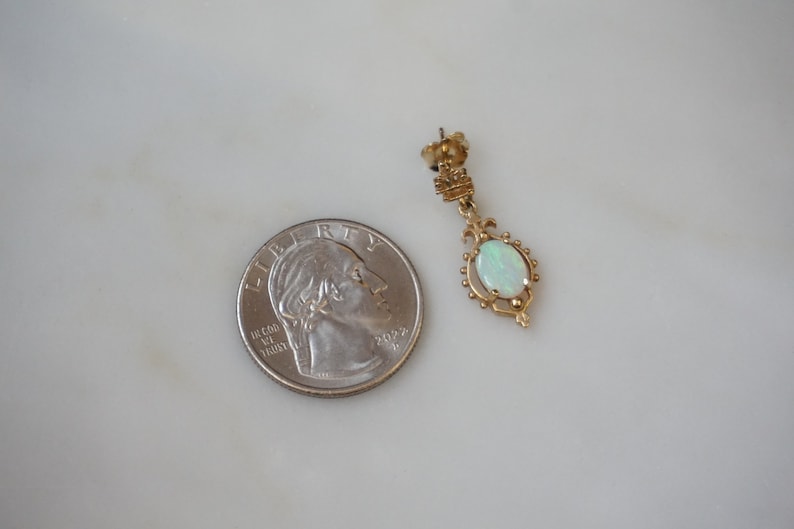 Opal Necklace & Earrings Set / Vintage Estate C1970 14K Gold Victorian Style Fire Opal Pendant Necklace and Earrings Set / Vintage Opal Set bild 3