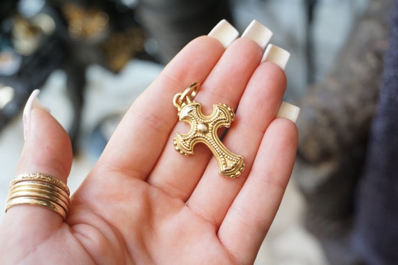 Italian Gold Cross / Vintage Italian Estate 14K G… - image 10