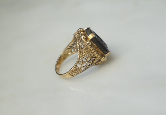 Hematite Intaglio Ring / Men's Vintage Estate Gol… - image 9