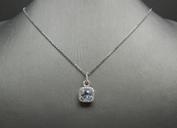 Estate 14K White Gold 1.75TCW Square Aquamarine S… - image 1