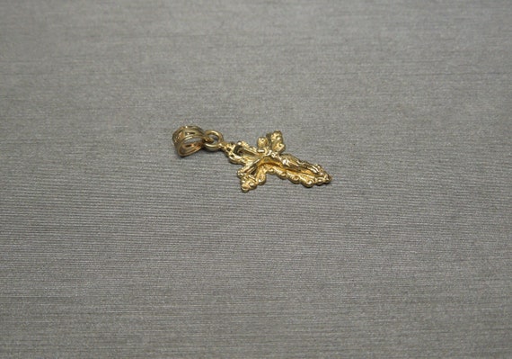 Unisex Vintage Estate 10K Gold Miniature Crucifix… - image 3