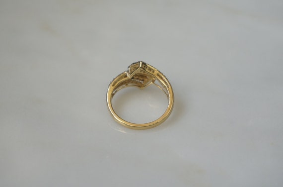 Champagne Diamond Bypass Ring / 10K Gold 0.80TCW … - image 3