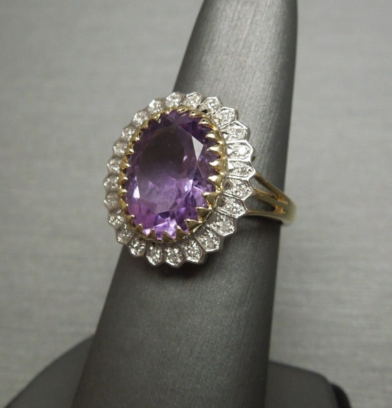 Vintage Estate 14K Gold 10.50TCW Oval Amethyst So… - image 3