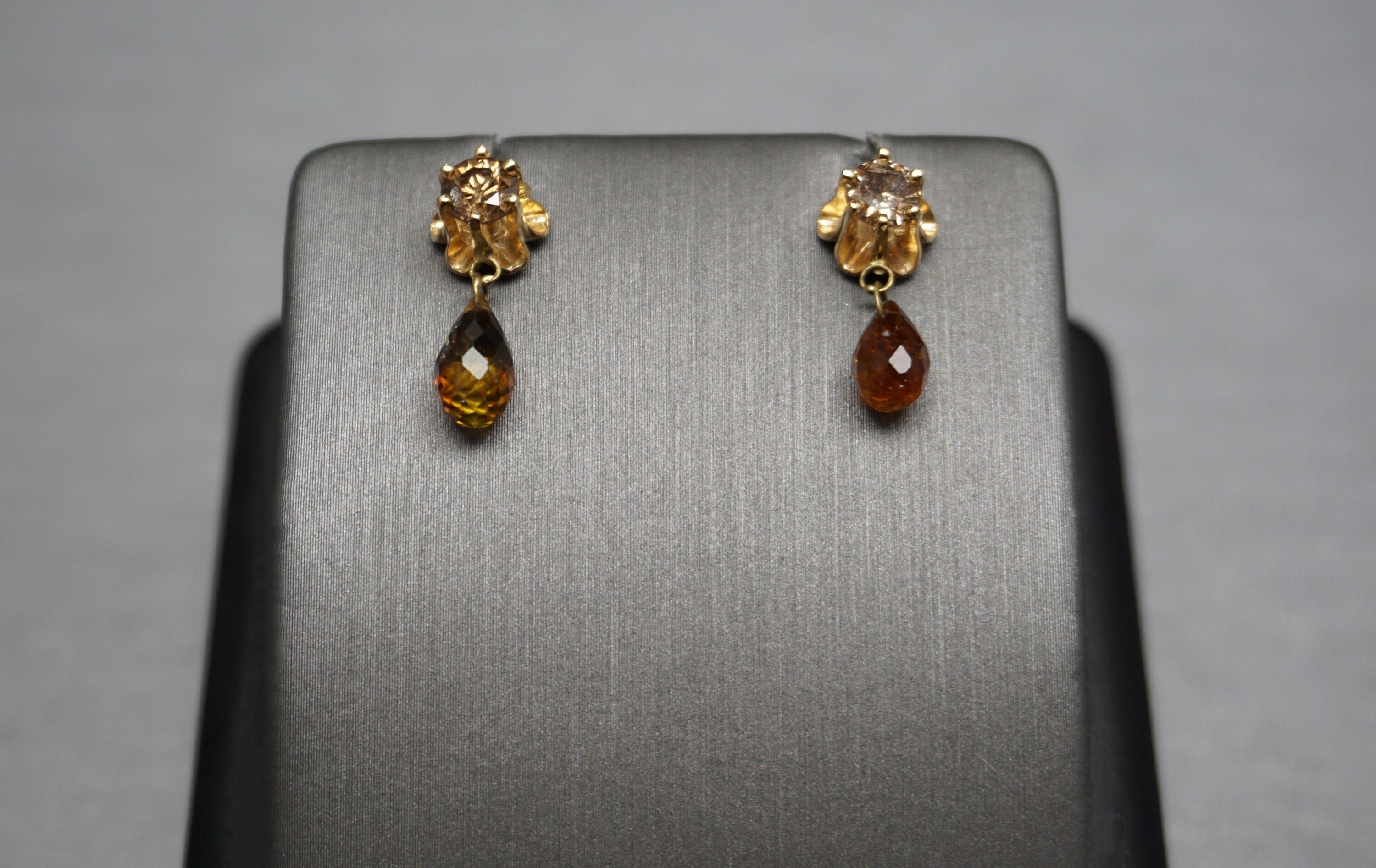 Vintage Diamond Mid Century Earrings Style - 1960's Buttercup Stud Diamond Earrings in 14 Karat White Gold
