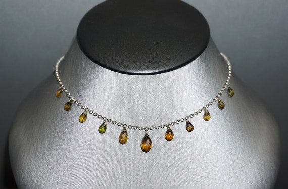 Briolette Andalusite Necklace / Vintage Estate 14… - image 1