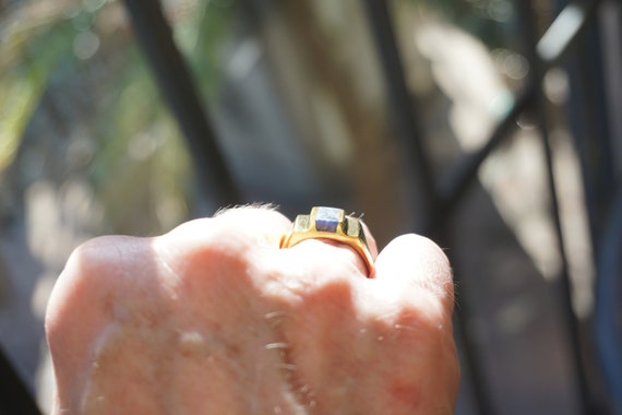 Men's Lapis Ring / Vintage Estate C1970 Mid Centu… - image 6