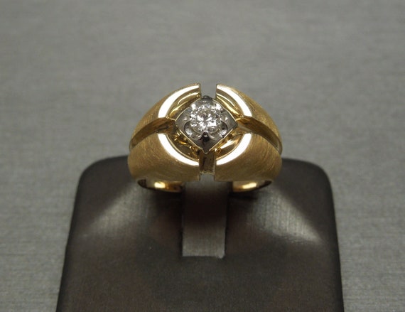 Unisex Vintage Estate C1970 14K Gold 0.35ct Brill… - image 2