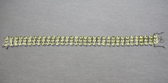 Triple Row Peridot Bracelet / Vintage Estate 1980… - image 6