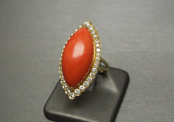 Vintage Estate 14K Gold Natural Coral & Brilliant… - image 10