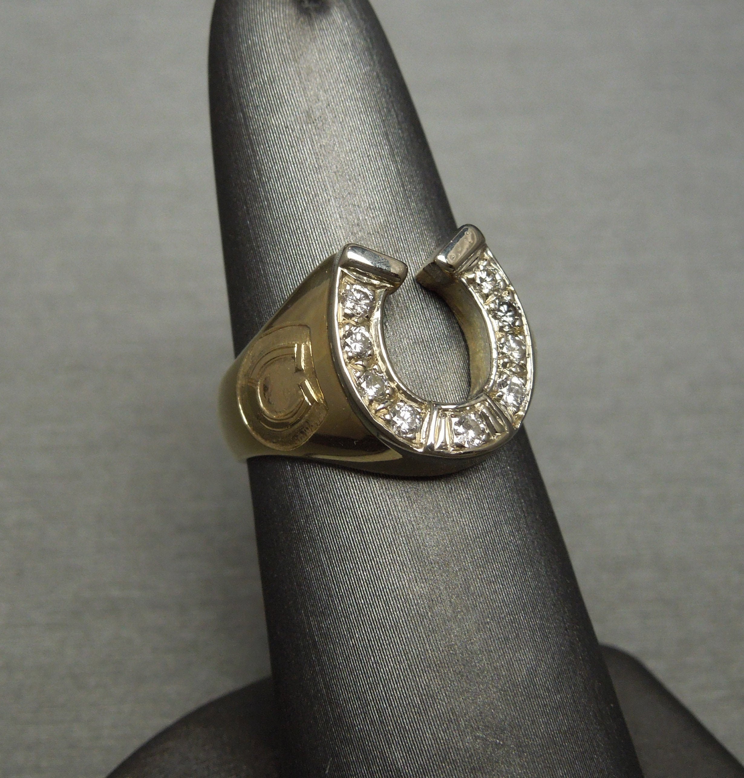 Mens diamond online horseshoe pinky ring