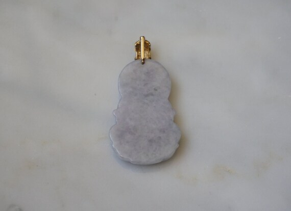 Lavender Jade Pendant / Vintage Estate 10K Gold D… - image 7