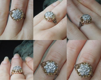 Vintage 0.12ctw Diamond 3-Stone Filigree Ring 18k White Gold