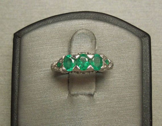 Antique Estate C1910 18K White Gold Filigree 1.96… - image 3