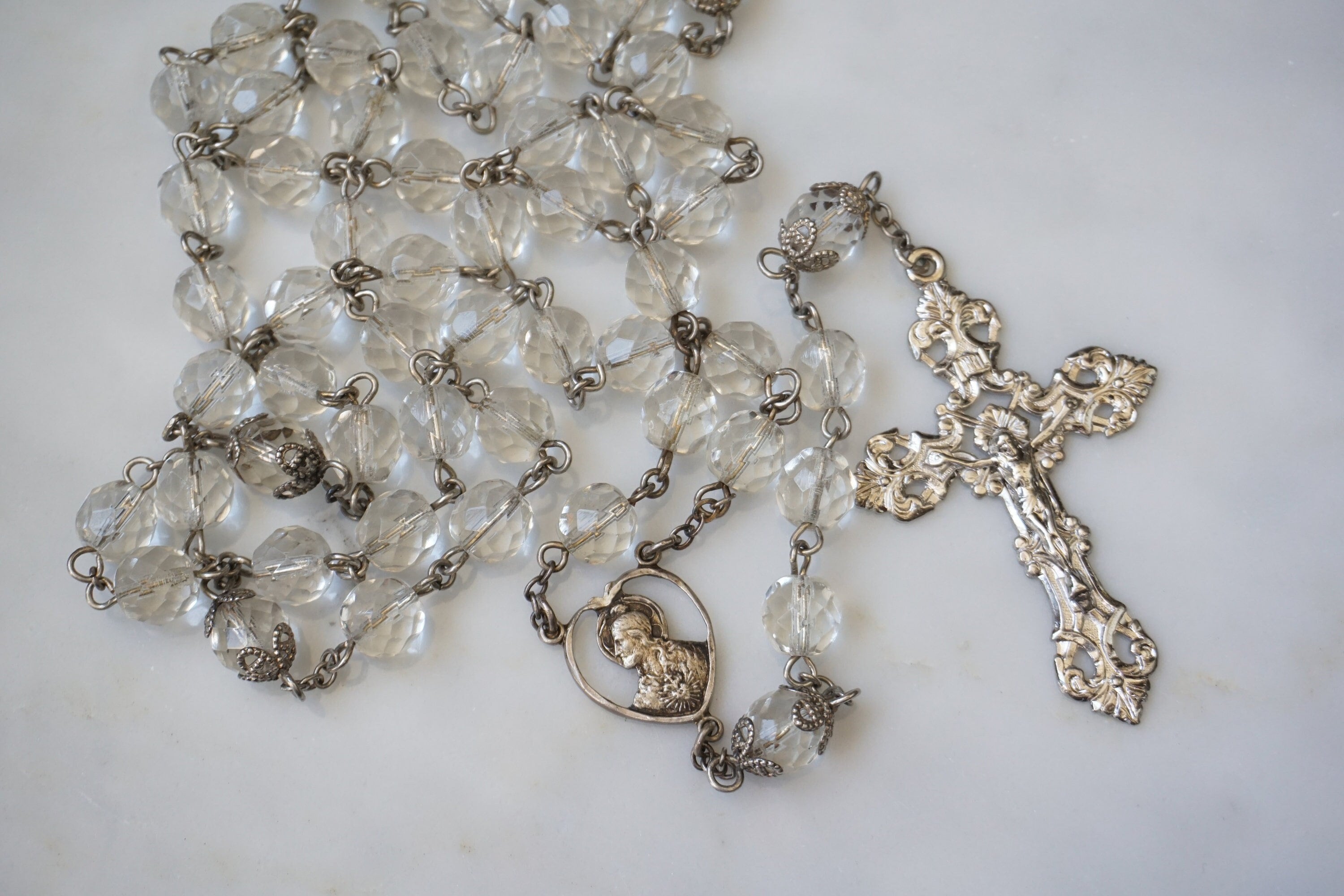 Mid-century Silver Rosary / Vintage Mid Century Estate C1960